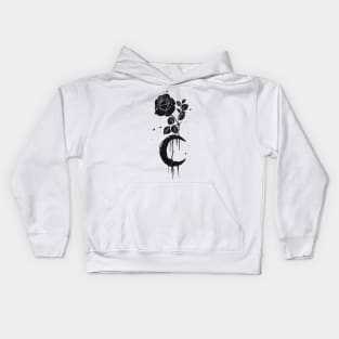 Black rose and moon Kids Hoodie